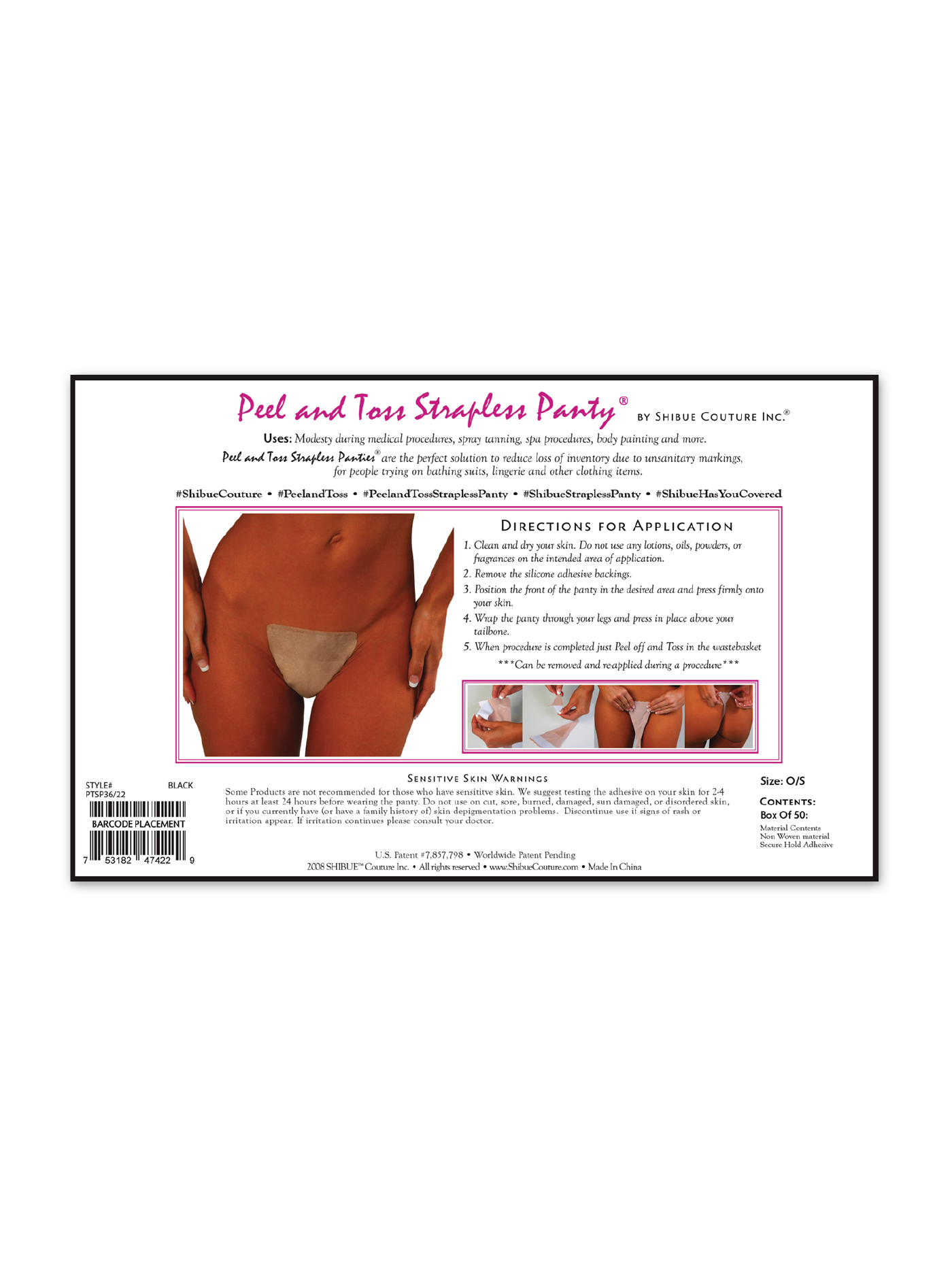 Classic Disposable Peel and Toss Strapless Panty